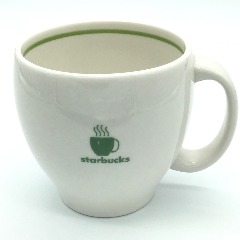 Starbucks Barista Abbey Coffee Mug Steaming Hot Cup Logo White Green